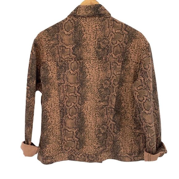 Free People Snake print trucker jacket brown and black oversized size small - Picture 7 of 10